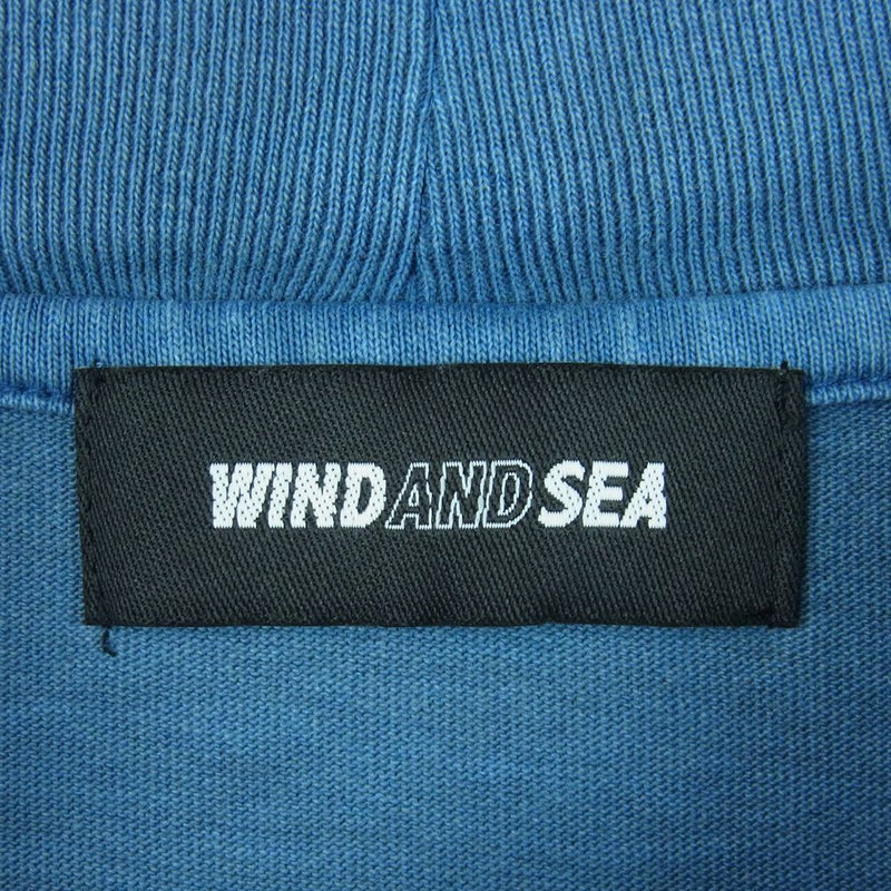WIND AND SEA ウィンダンシー WDS-10TH-CS-08 モックネック ロゴ 刺繍 長袖 Tシャツ グレイッシュライトブルー系 M【中古】