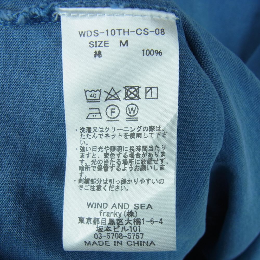 WIND AND SEA ウィンダンシー WDS-10TH-CS-08 モックネック ロゴ 刺繍 長袖 Tシャツ グレイッシュライトブルー系 M【中古】