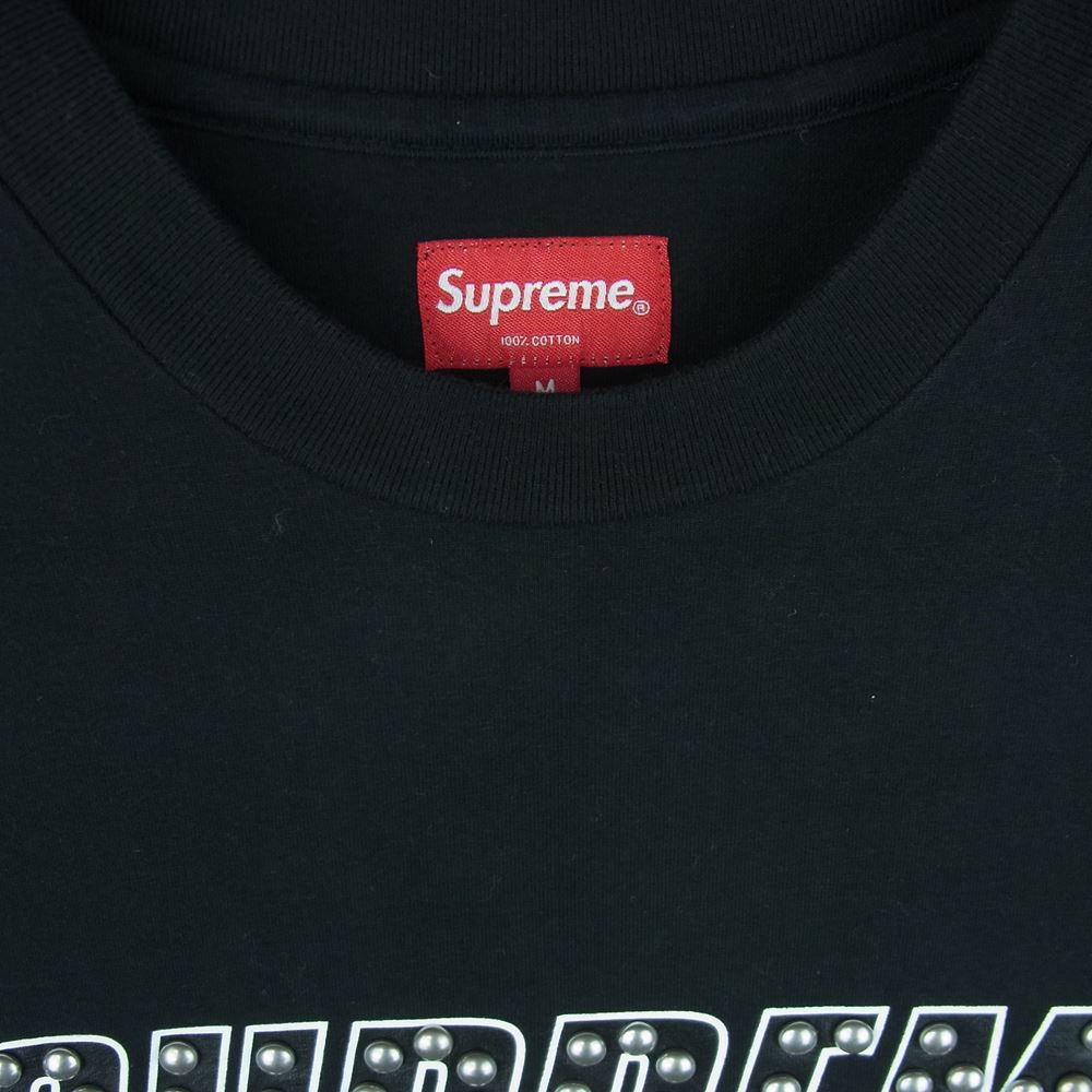 Supreme シュプリーム 20SS Studded L/S Top Tee スタッズ ロゴ プリント 長袖 Tシャツ ブラック系 M【中古】