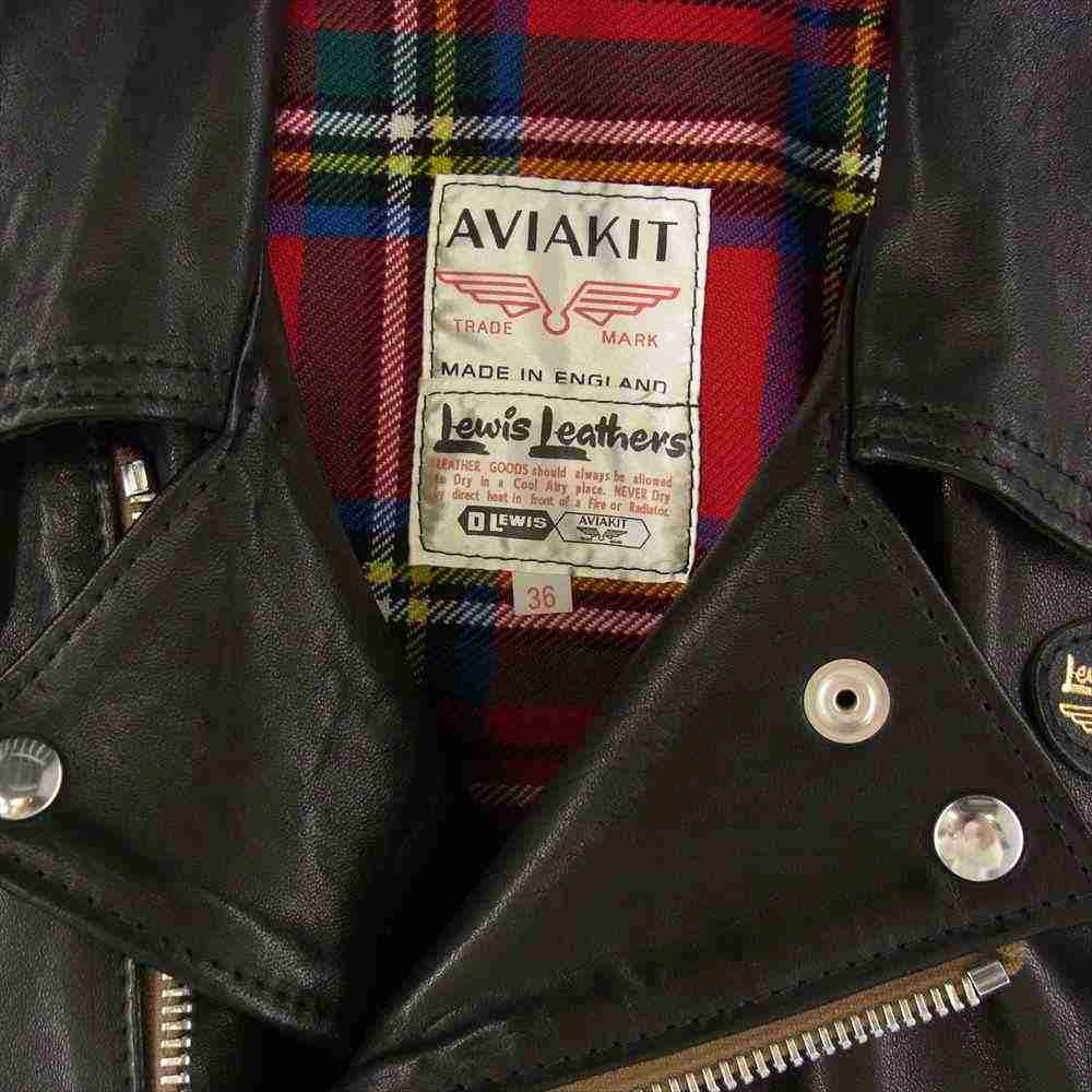 Lewis Leathers ルイスレザー CYCLONE サイクロン ダブル ライダース  ジャケット 裏地チェック  ブラック系 レッド系 36【中古】