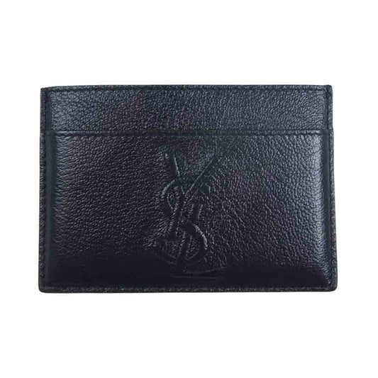 YVES SAINT LAURENT イヴサンローラン YSL ロゴ 名刺入れ カードケース ブラック系【中古】