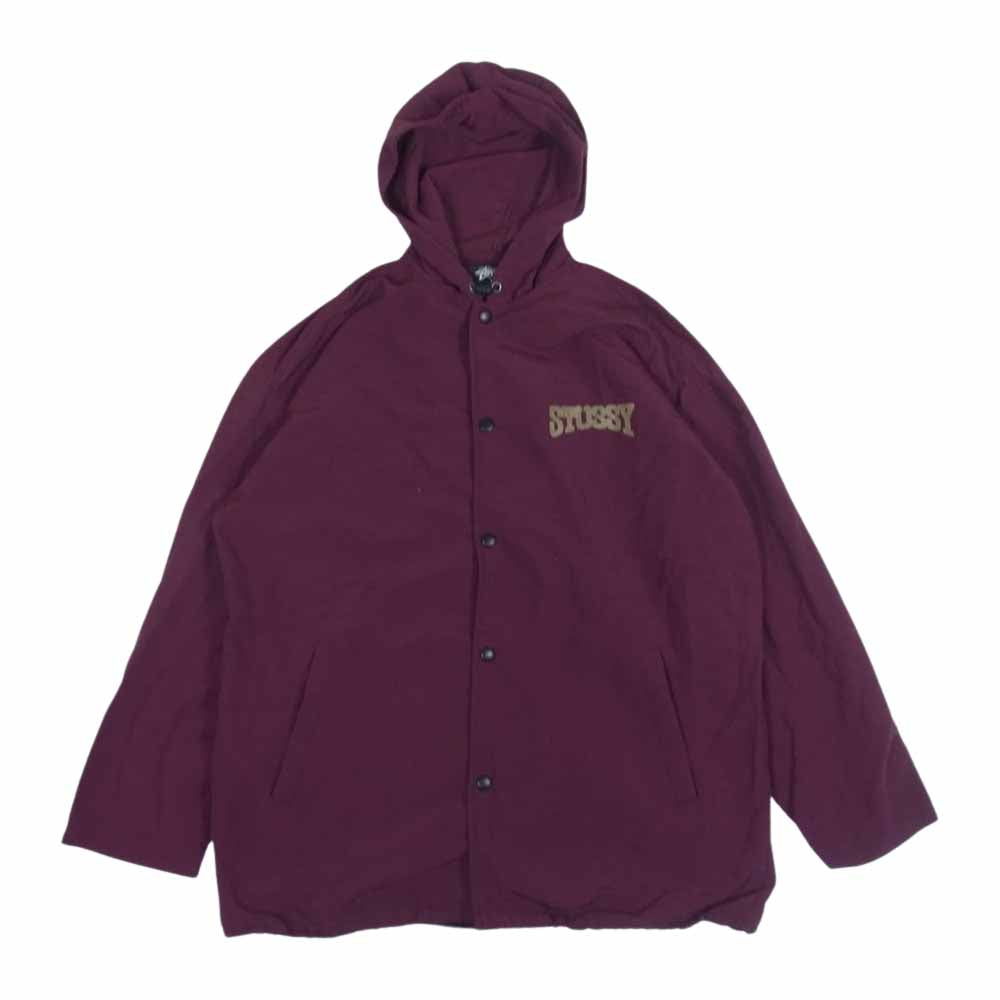 STUSSY ステューシー old オールド ナイロンジャケット コート 黒タグ Rマークなし USA製 エンジ系 M【中古】