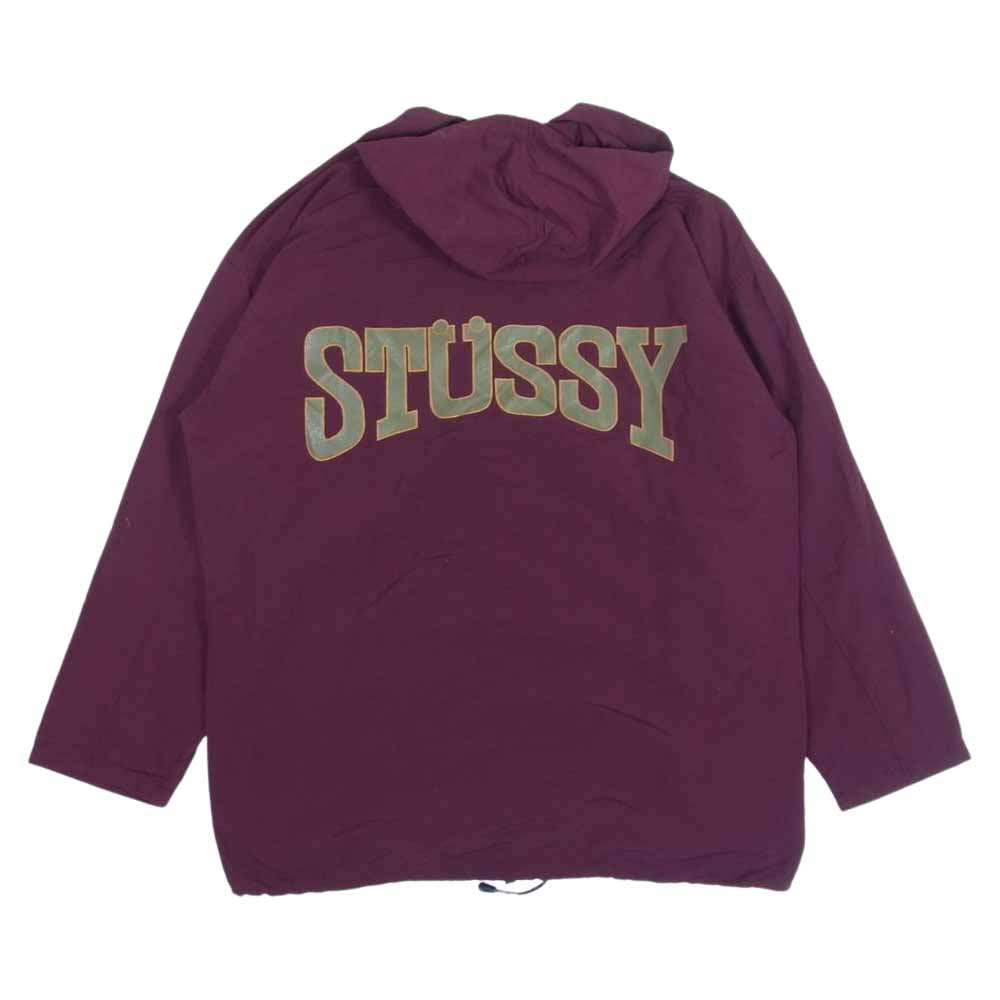 STUSSY ステューシー old オールド ナイロンジャケット コート 黒タグ Rマークなし USA製 エンジ系 M【中古】