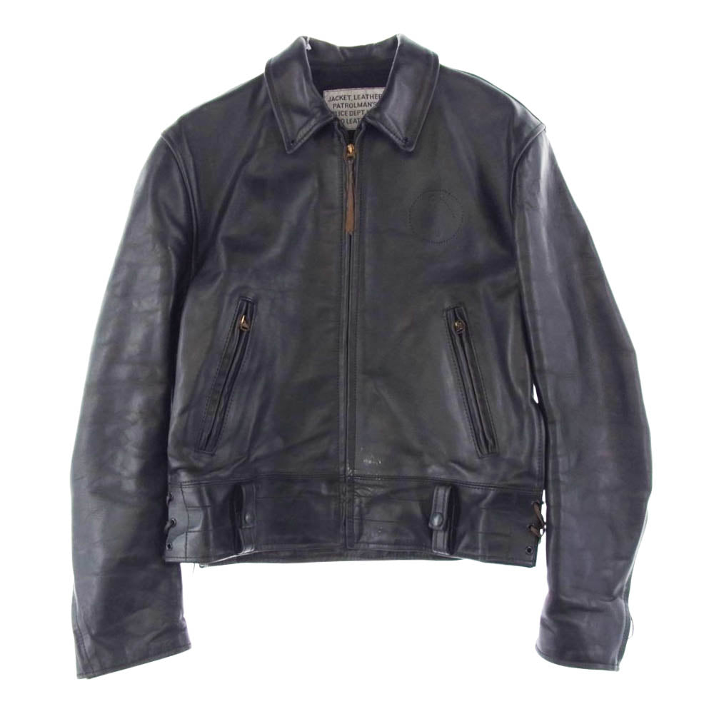 AERO LEATHER エアロレザー PATROLMAN パトロールマン ステアハイド シングル レザー ライダース ジャケット ブラック系 38【中古】