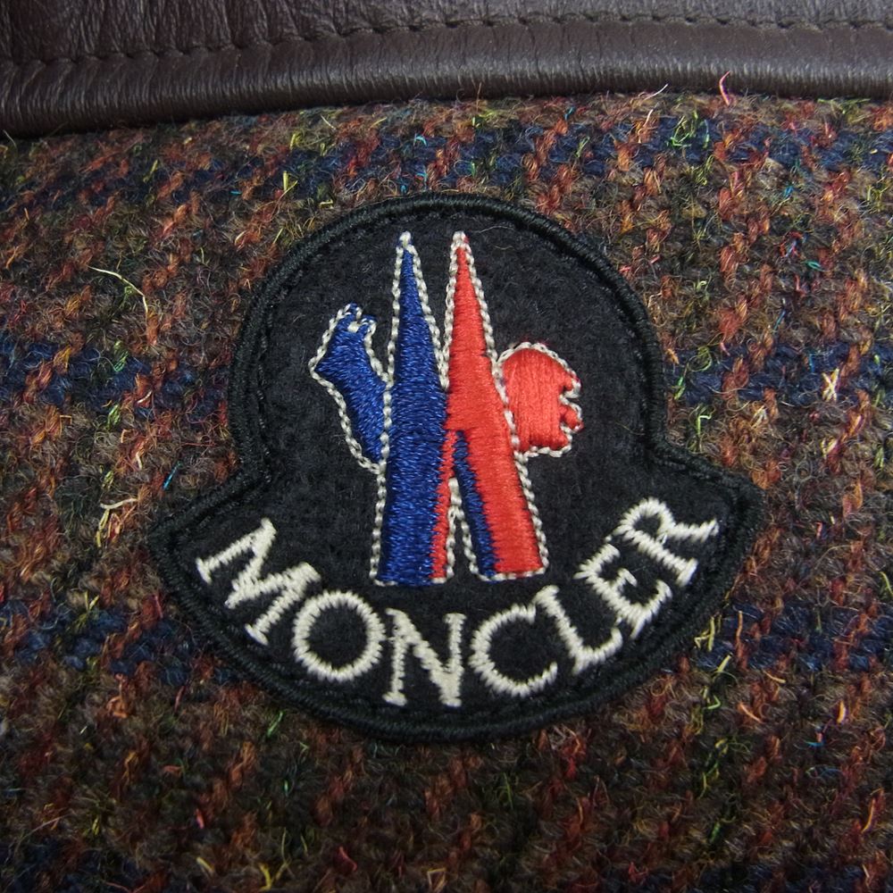 MONCLER モンクレール × JUNYA WATANABE MAN ジュンヤワタナベマン WB-J107 AD2008 レザー切替 ツイード ダウンベスト ブラウン系 SS【中古】