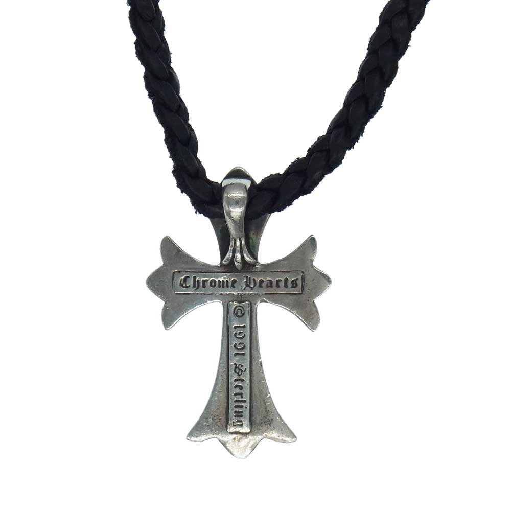 CHROME HEARTS クロムハーツ（原本無） スモール CH クロス レザー ブレード ネックレス シルバー系【中古】