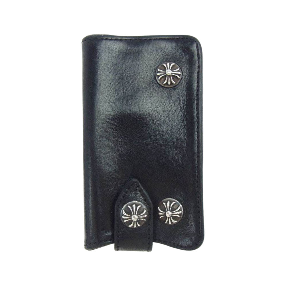 CHROME HEARTS クロムハーツ（原本無） クロスボールボタン レザー キーケース ブラック系【中古】