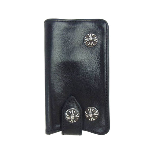 CHROME HEARTS クロムハーツ（原本無） クロスボールボタン レザー キーケース ブラック系【中古】