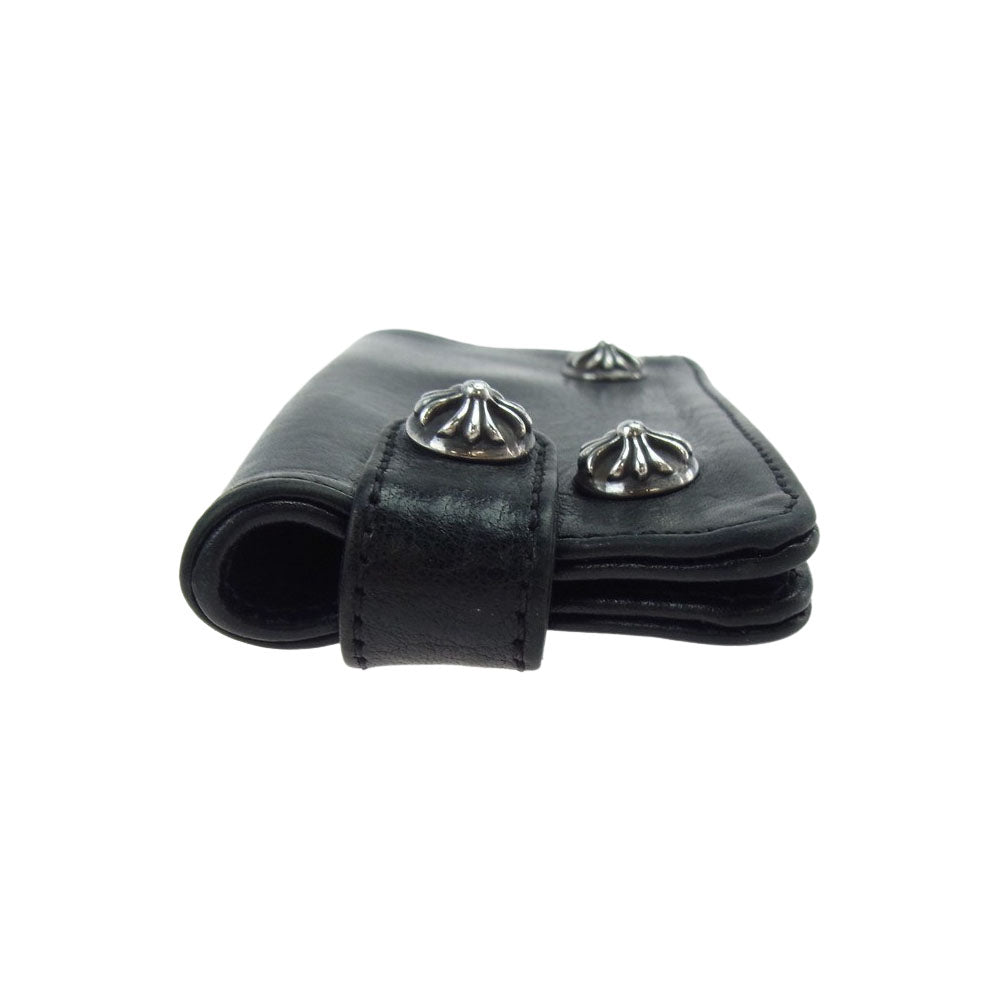 CHROME HEARTS クロムハーツ（原本無） クロスボールボタン レザー キーケース ブラック系【中古】