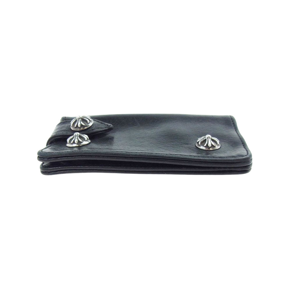 CHROME HEARTS クロムハーツ（原本無） クロスボールボタン レザー キーケース ブラック系【中古】