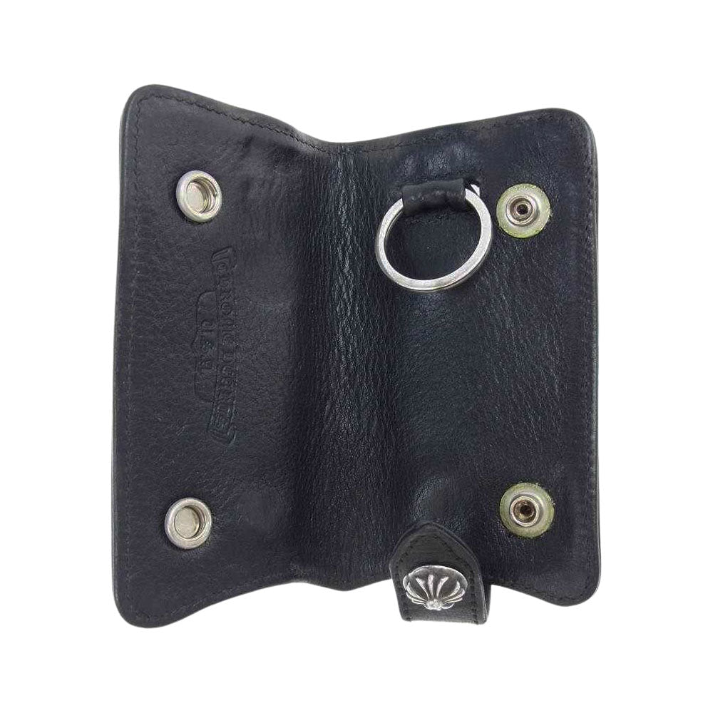 CHROME HEARTS クロムハーツ（原本無） クロスボールボタン レザー キーケース ブラック系【中古】