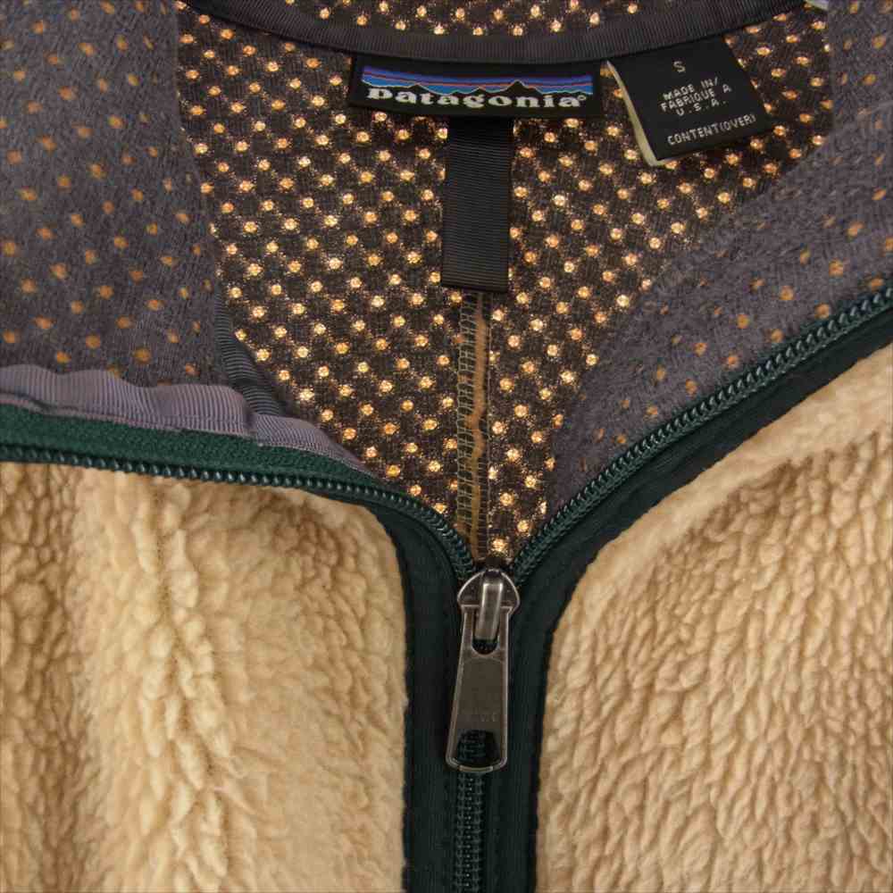 patagonia パタゴニア 90s USA製 レトロ カーディガン フリース ジャケット ブラウン系 グリーン系 S【中古】