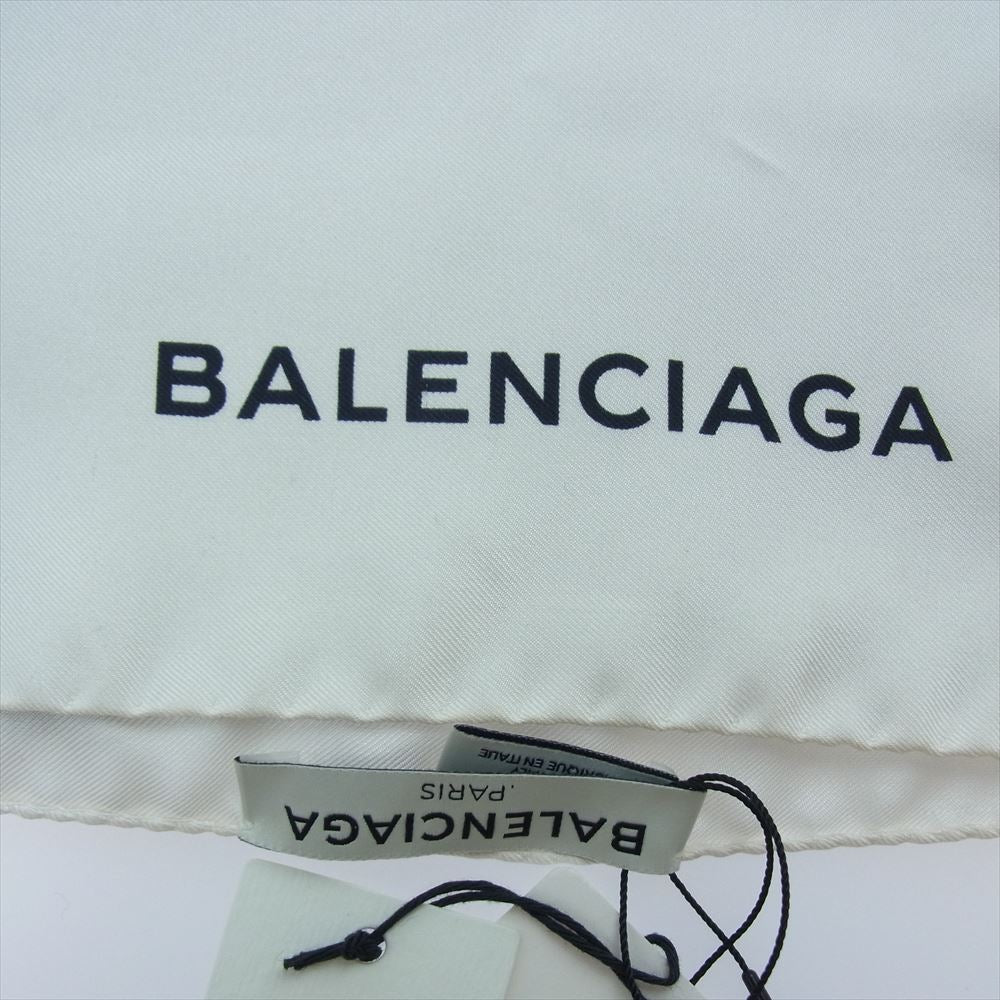 BALENCIAGA バレンシアガ シルク100% スカーフ ストール ブラック系 ホワイト系 カーキ系【中古】