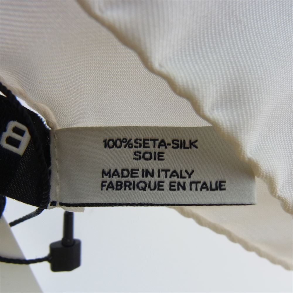 BALENCIAGA バレンシアガ シルク100% スカーフ ストール ブラック系 ホワイト系 カーキ系【中古】