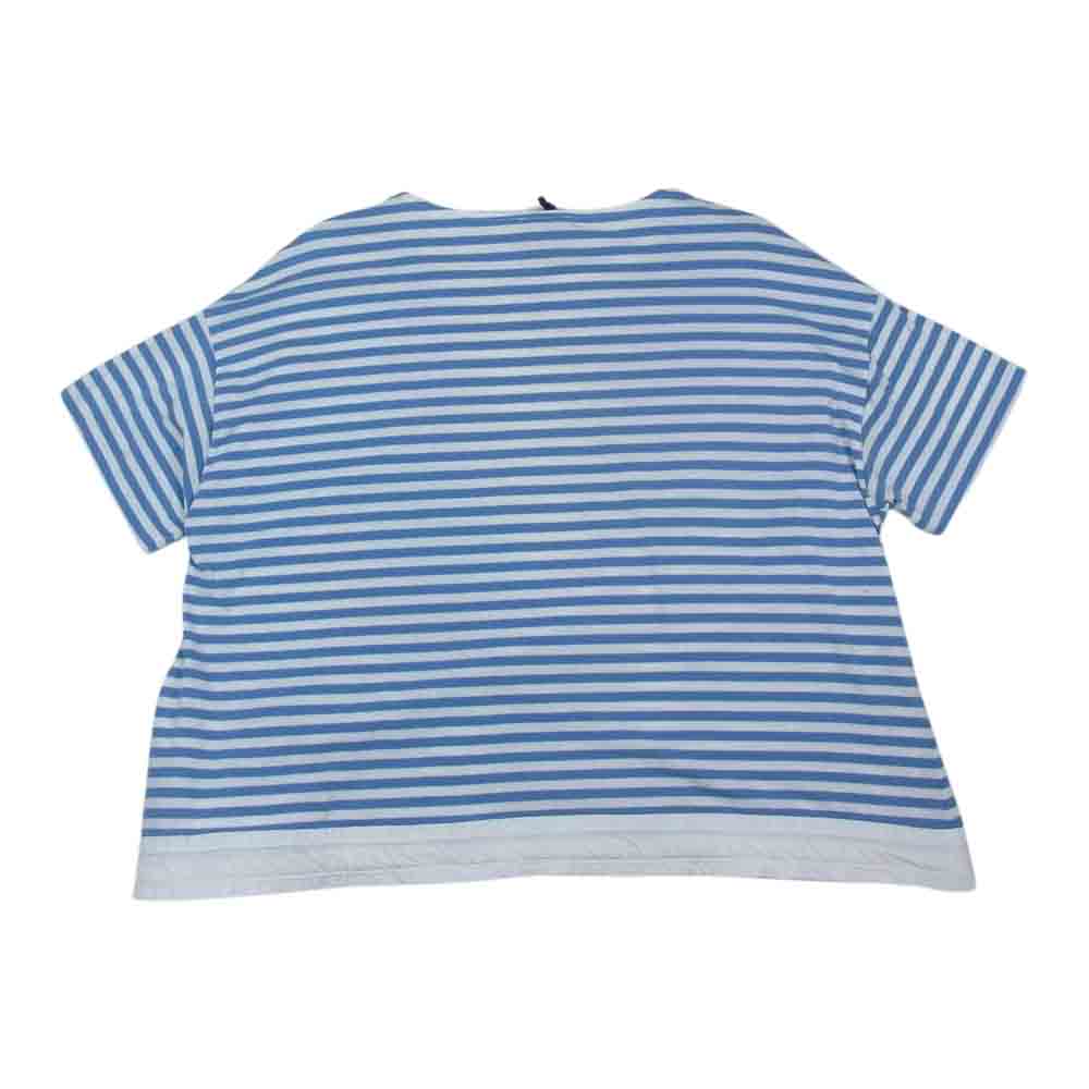 MONCLER モンクレール T-SHIRT ボーダー ワッペン Tシャツ ライトブルー系 ホワイト系 M【中古】