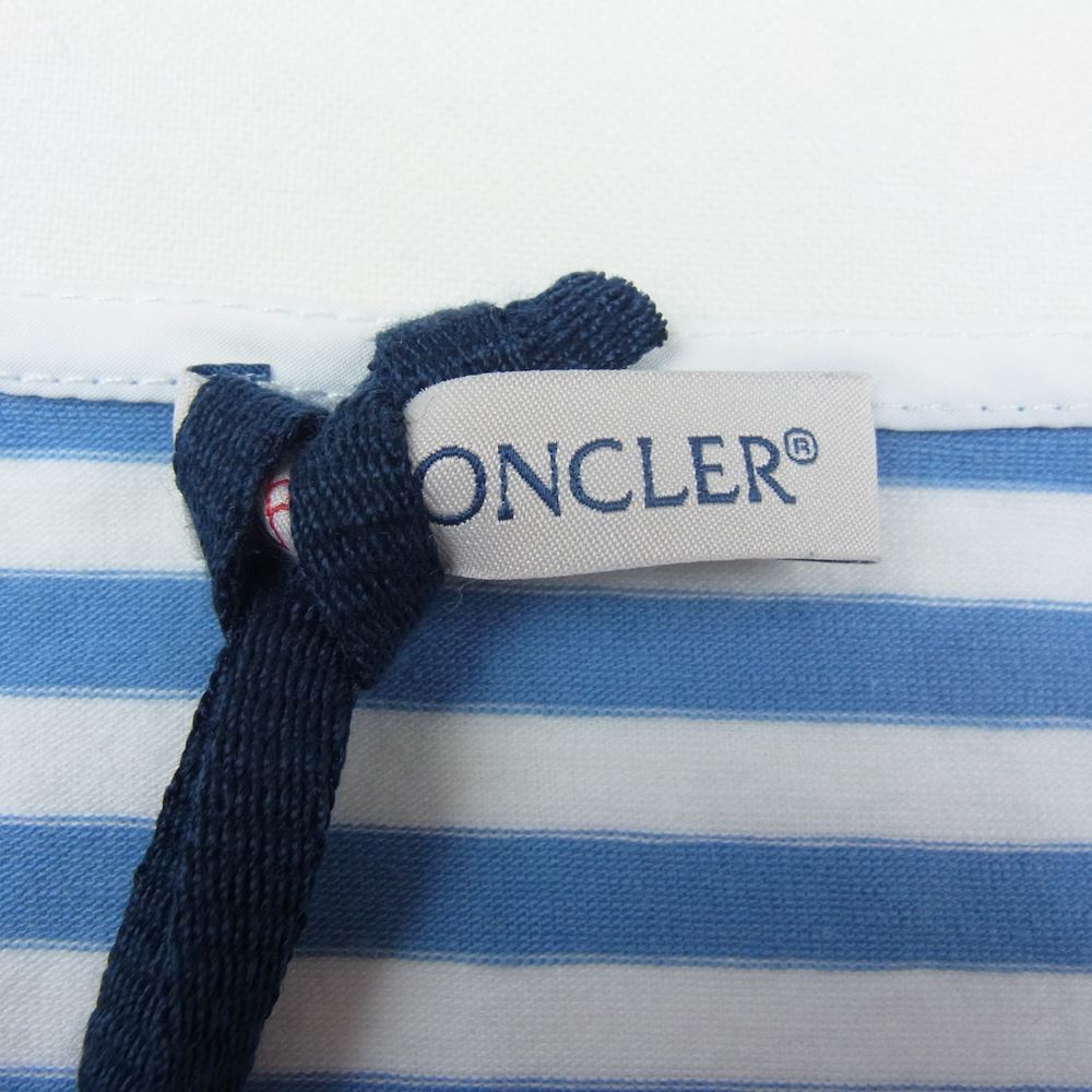 MONCLER モンクレール T-SHIRT ボーダー ワッペン Tシャツ ライトブルー系 ホワイト系 M【中古】