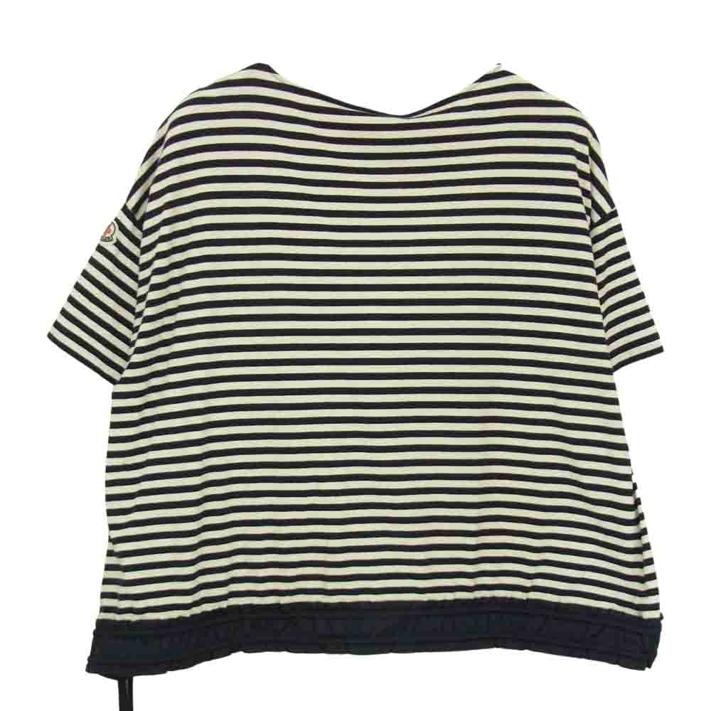 MONCLER モンクレール MAGLIA ボーダー ドローコード Tシャツ ブラック系 ホワイト系 L【中古】