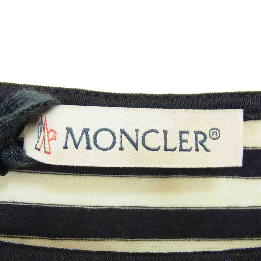 MONCLER モンクレール MAGLIA ボーダー ドローコード Tシャツ ブラック系 ホワイト系 L【中古】