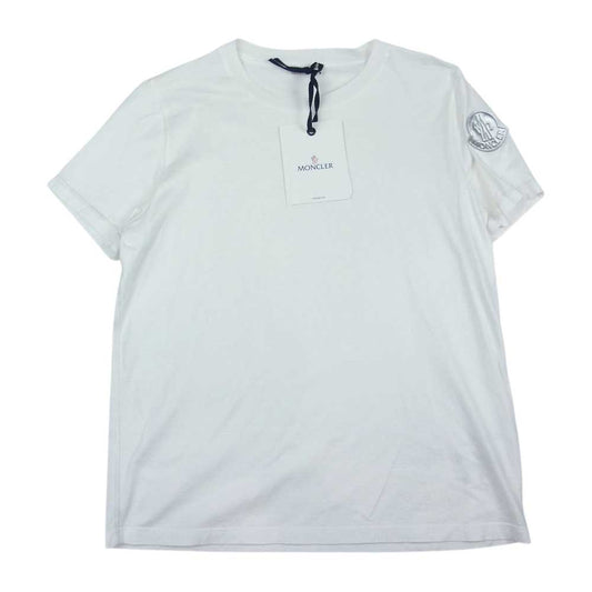 MONCLER モンクレール T-SHIRT 無地 ワッペン カットソー Tシャツ ホワイト系 S【極上美品】【中古】