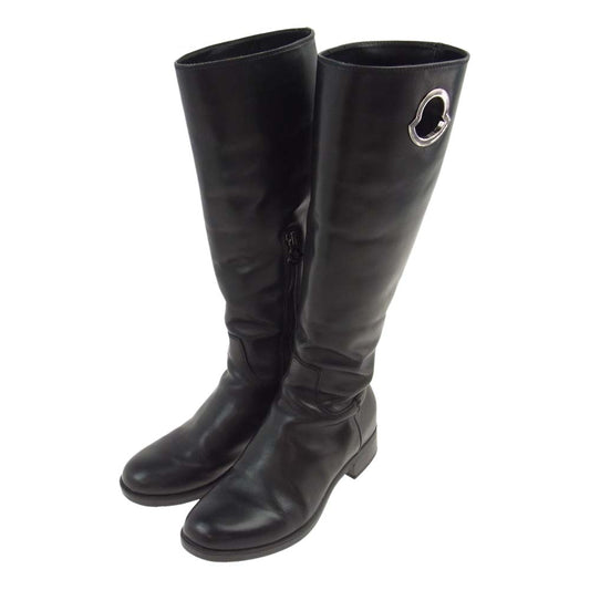 MONCLER モンクレール EPSOM レザー ロング ブーツ ブラック系 38【中古】