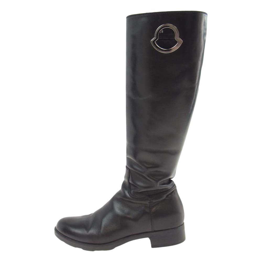 MONCLER モンクレール EPSOM レザー ロング ブーツ ブラック系 38【中古】