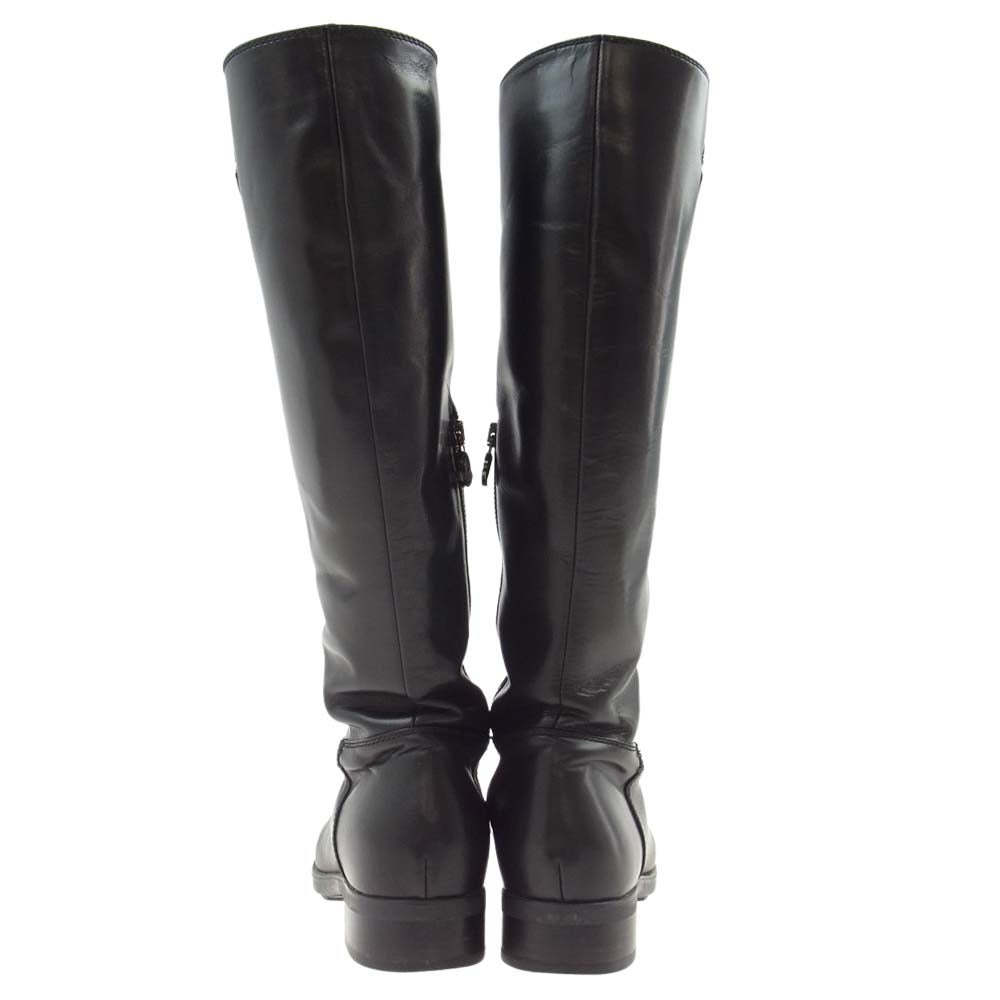 MONCLER モンクレール EPSOM レザー ロング ブーツ ブラック系 38【中古】