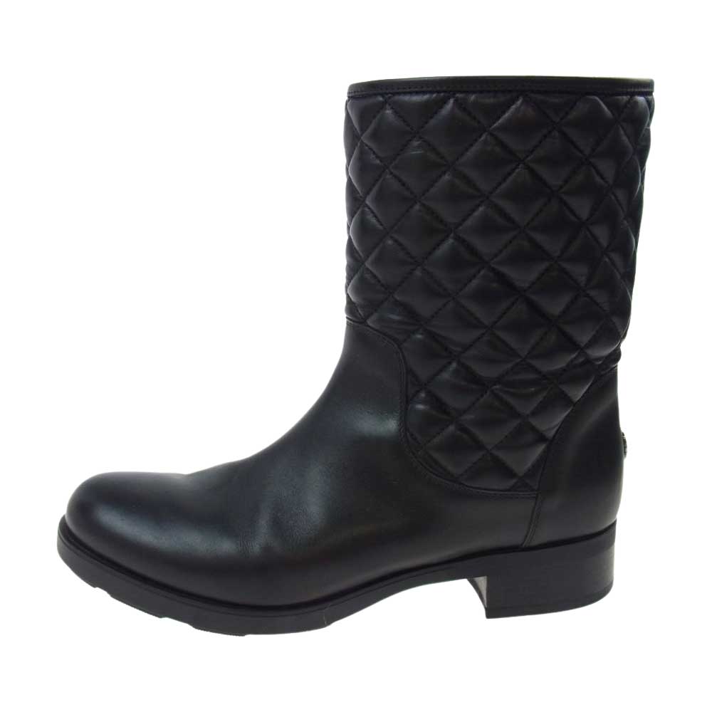 MONCLER モンクレール NEW PICCADILLY キルティング レザー ブーツ ブラック系 38【中古】