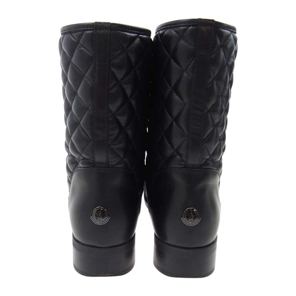 MONCLER モンクレール NEW PICCADILLY キルティング レザー ブーツ ブラック系 38【中古】