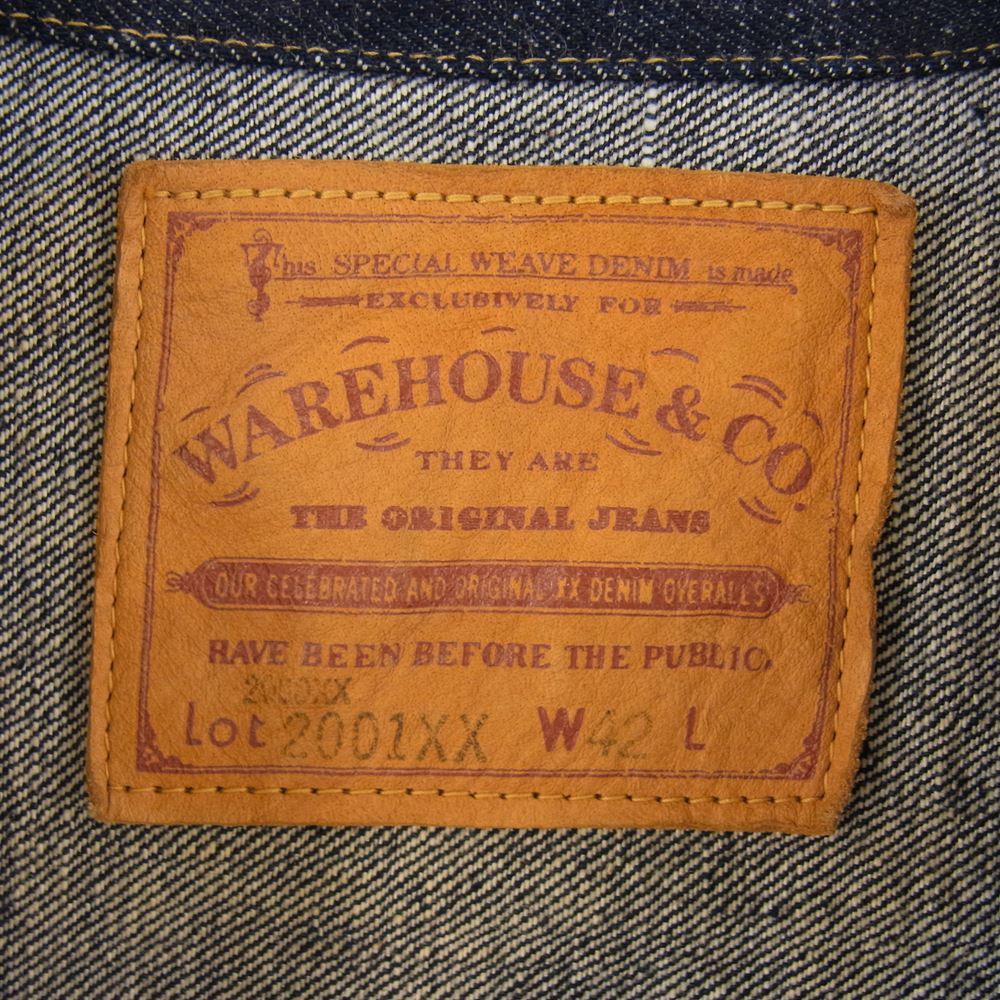 WAREHOUSE ウエアハウス 2001XX DEAD STOCK BLUE 1947MODEL 1st ONE WASH 1枚袖 デニム ジャケット ネイビー系 42【中古】