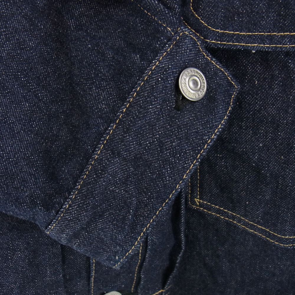 WAREHOUSE ウエアハウス 2001XX DEAD STOCK BLUE 1947MODEL 1st ONE WASH 1枚袖 デニム ジャケット ネイビー系 42【中古】