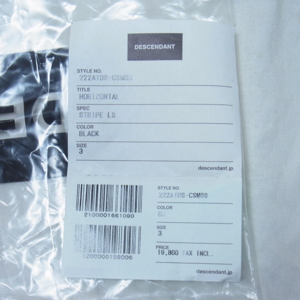 DESCENDANT ディセンダント 22AW 222ATDS-CSM08 HORIZONTAL STRIPE LS ブラック系 3【新古品】【未使用】【中古】