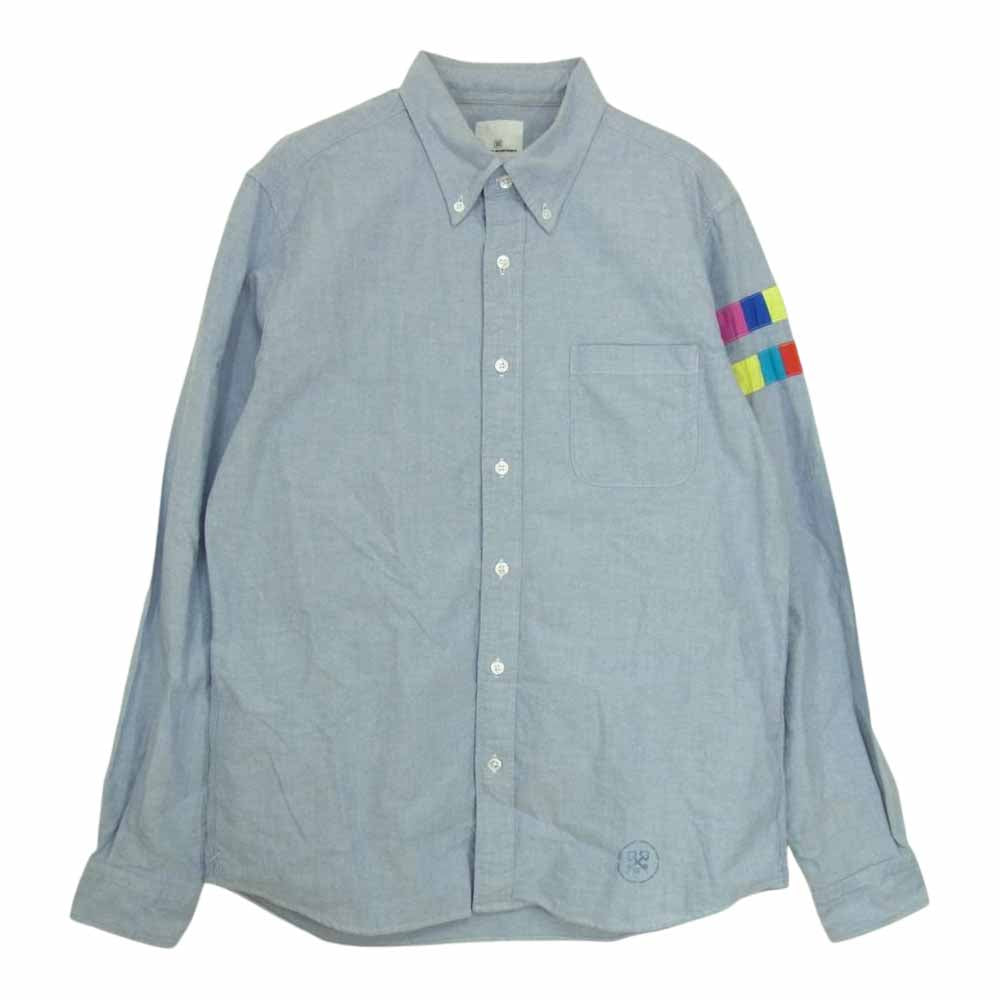 uniform experiment ユニフォームエクスペリメント UE-134069 COLOR CHART LINE SLEEVE B.D SHIRT カラー チャート ライン 長袖 シャツ ライトブルー系 4【中古】
