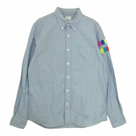uniform experiment ユニフォームエクスペリメント UE-134069 COLOR CHART LINE SLEEVE B.D SHIRT カラー チャート ライン 長袖 シャツ ライトブルー系 4【中古】