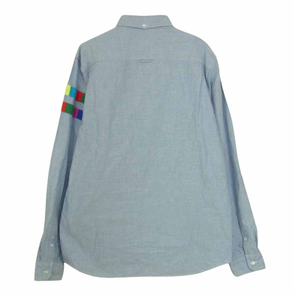 uniform experiment ユニフォームエクスペリメント UE-134069 COLOR CHART LINE SLEEVE B.D SHIRT カラー チャート ライン 長袖 シャツ ライトブルー系 4【中古】