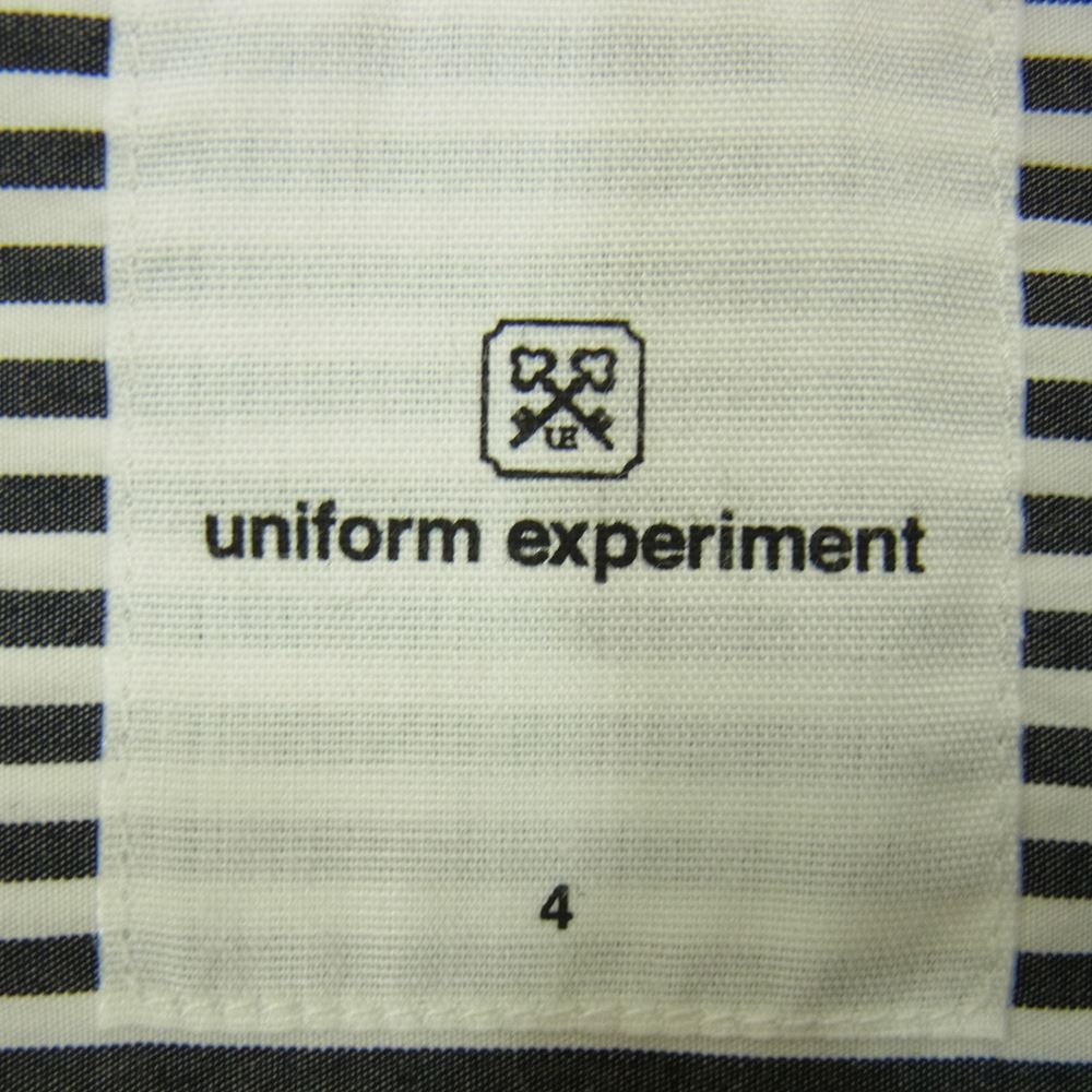 uniform experiment ユニフォームエクスペリメント UE-134032 ボタンダウン 切替 チェック ストライプ 長袖 シャツ ネイビー系 4【中古】