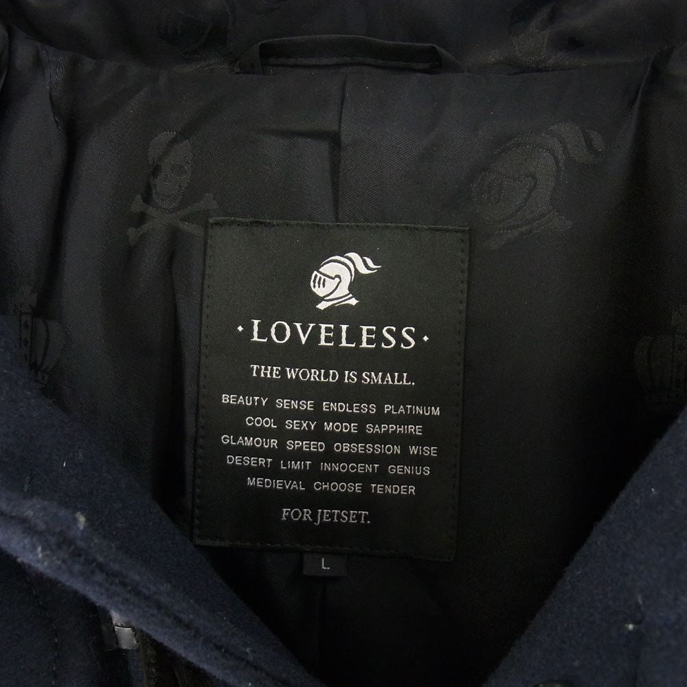 LOVELESS ラブレス 61F88-611-29 シャドー ロゴ ナイト 裏地総柄 ダッフル コート ネイビー系 L【中古】