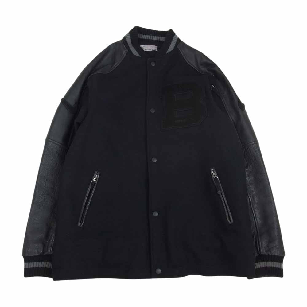 F.C.R.B. エフシーアールビー L188844 × NIKE ナイキ STADIUM JACKET ウール 切り替え 袖レザー スタジアム ジャケット スタジャン ブラック ブラック系 L【中古】