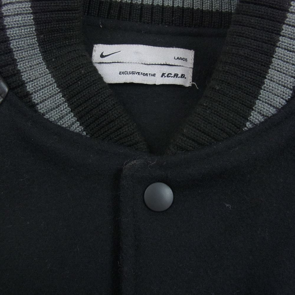 F.C.R.B. エフシーアールビー L188844 × NIKE ナイキ STADIUM JACKET ウール 切り替え 袖レザー スタジアム ジャケット スタジャン ブラック ブラック系 L【中古】