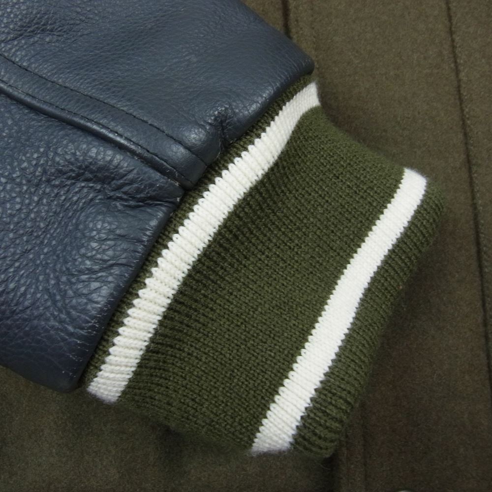 F.C.R.B. エフシーアールビー 107506 × NIKE ナイキ STADIUM JACKET ウール 切り替え 袖レザー スタジアム ジャケット スタジャン グリーン カーキ系 L【中古】