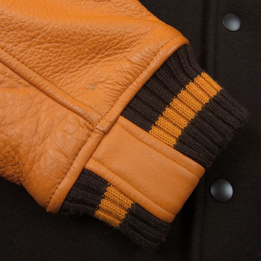 F.C.R.B. エフシーアールビー L116783 × NIKE ナイキ STADIUM JACKET ウール 切り替え 袖レザー スタジアム ジャケット スタジャン オレンジ ブラウン系 L【中古】
