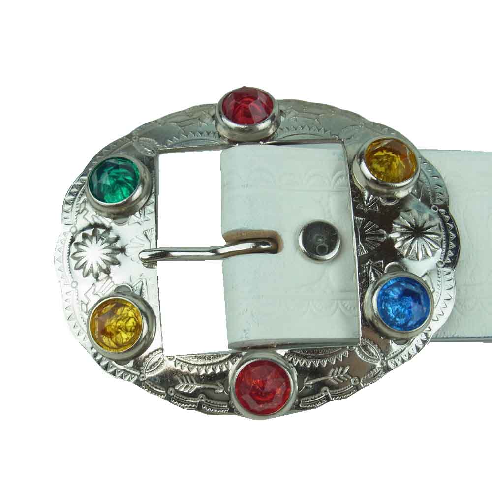ダッパーズ ACE WESTERN BELTS Studs Belt 34 COWHIDE スタッズ ベルト ホワイト系【中古】