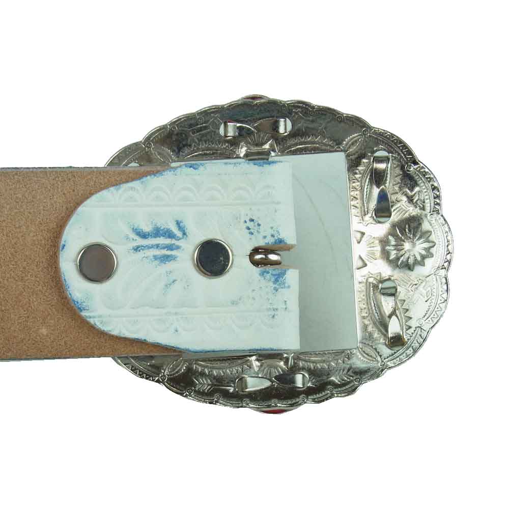 ダッパーズ ACE WESTERN BELTS Studs Belt 34 COWHIDE スタッズ ベルト ホワイト系【中古】