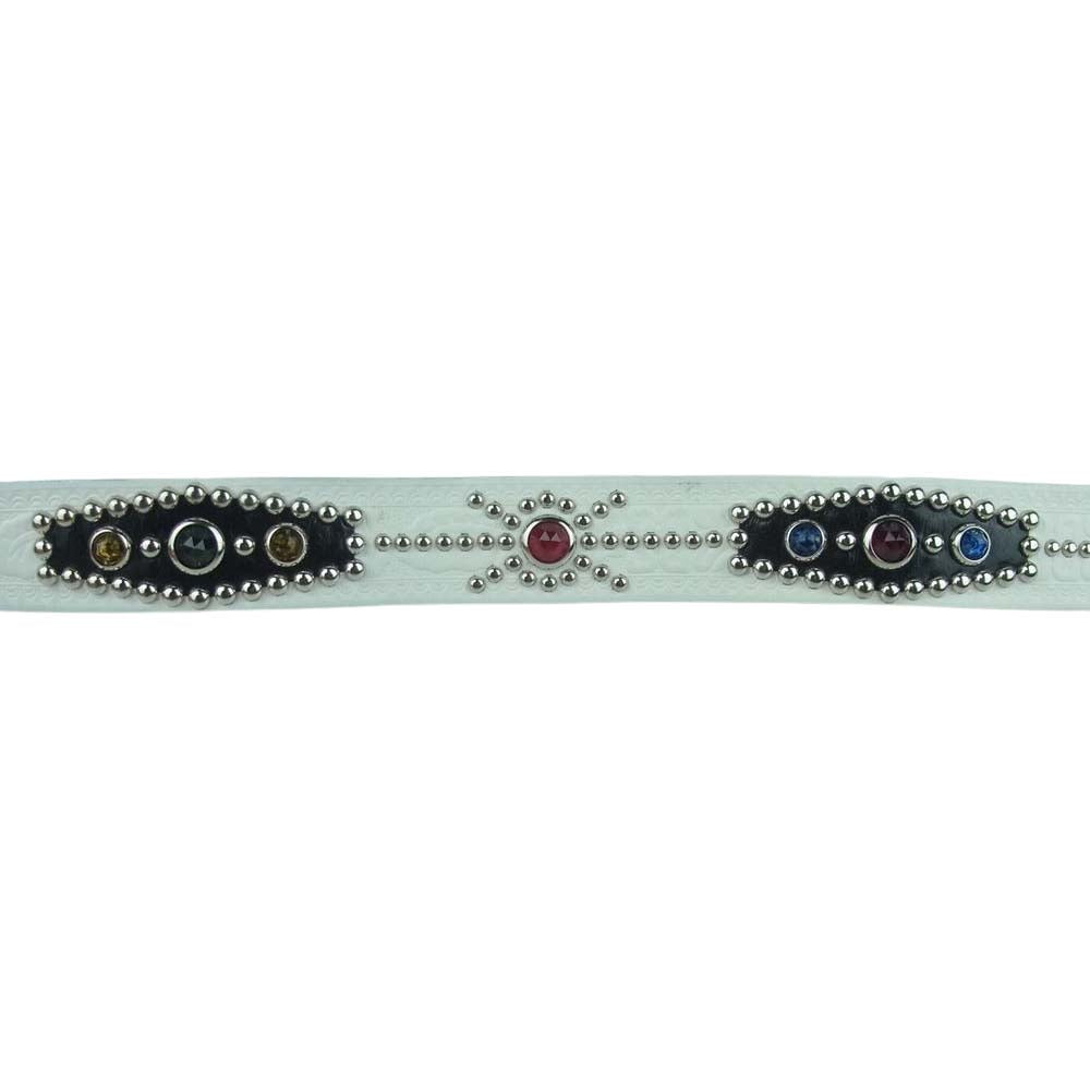 ダッパーズ ACE WESTERN BELTS Studs Belt 34 COWHIDE スタッズ ベルト ホワイト系【中古】