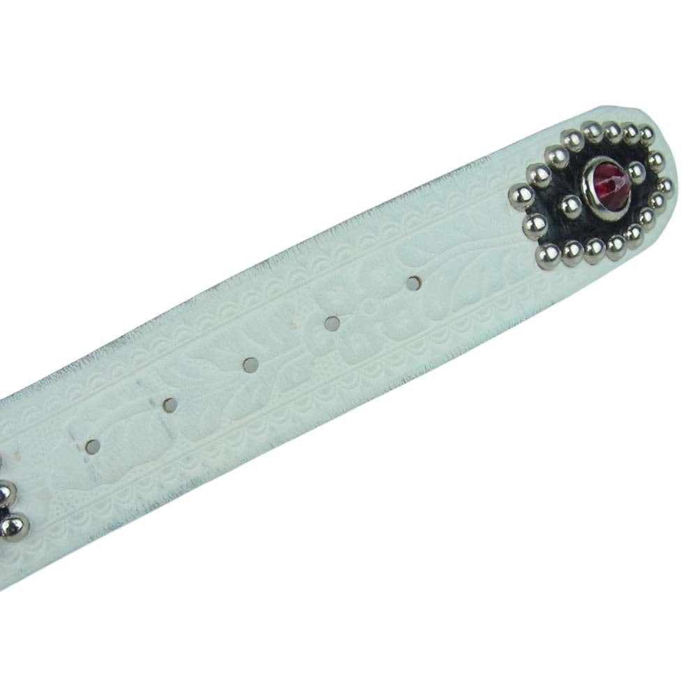 ダッパーズ ACE WESTERN BELTS Studs Belt 34 COWHIDE スタッズ ベルト ホワイト系【中古】