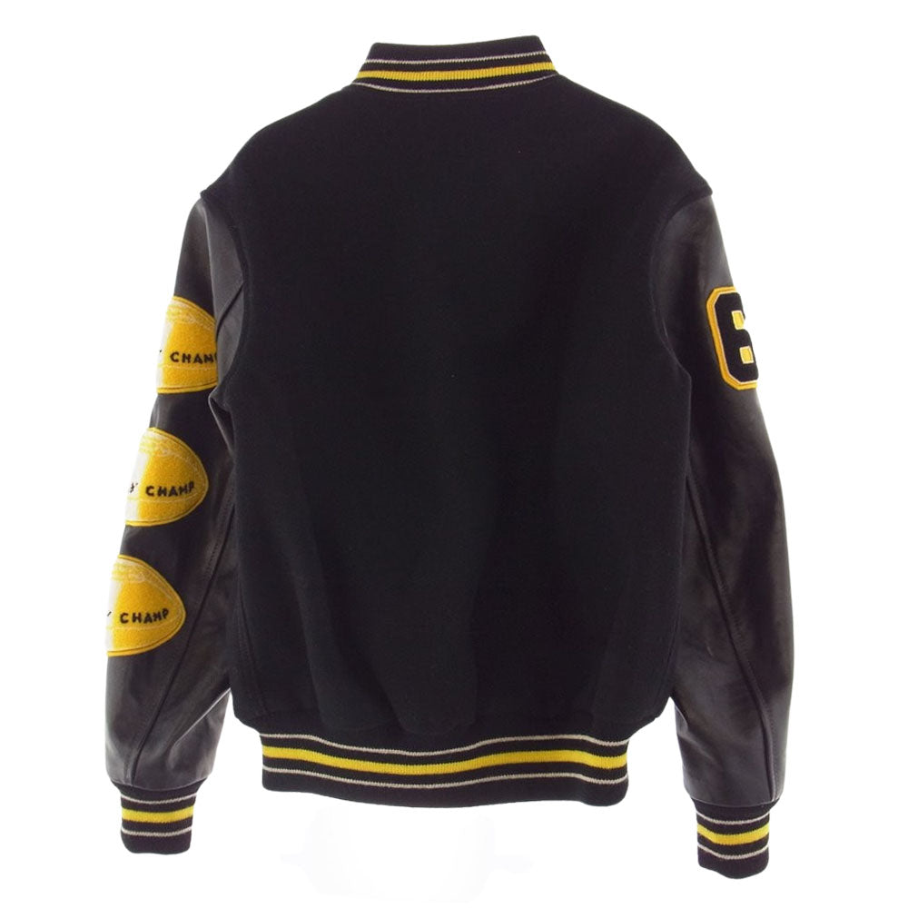 The REAL McCOY'S ザリアルマッコイズ JOE McCOY VARSITY JACKET EVERETT CHIEFS ジョーマッコイ レター スタジャン  アワード ジャケット ブラック系 イエロー系 38【中古】