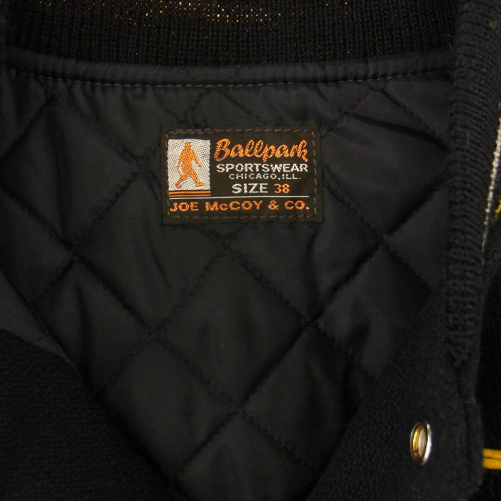 The REAL McCOY'S ザリアルマッコイズ JOE McCOY VARSITY JACKET EVERETT CHIEFS ジョーマッコイ レター スタジャン  アワード ジャケット ブラック系 イエロー系 38【中古】