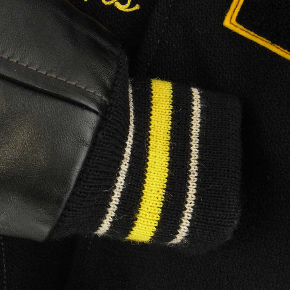 The REAL McCOY'S ザリアルマッコイズ JOE McCOY VARSITY JACKET EVERETT CHIEFS ジョーマッコイ レター スタジャン  アワード ジャケット ブラック系 イエロー系 38【中古】