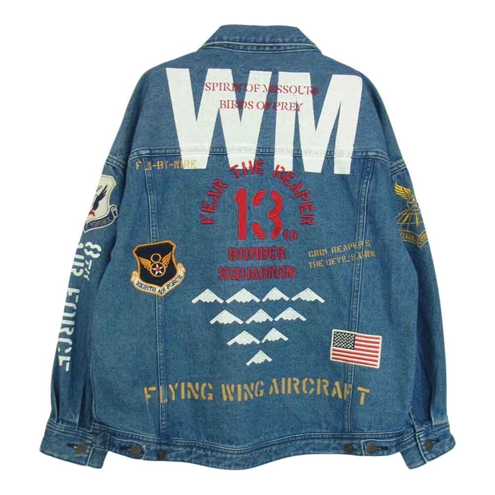AVIREX アヴィレックス 6202042 TYPE BLUE B-2 IMPACT DENIM JACKET タイプブルー インパクト デニム ペイント ワッペン ジャケット インディゴブルー系 F【中古】