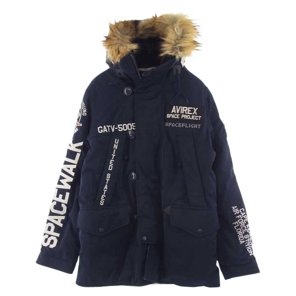 AVIREX アヴィレックス SPACEWALK N-3B ワッペン 刺繍 フライトジャケット ネイビー系 M【中古】