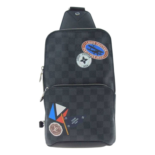 LOUIS VUITTON ルイ・ヴィトン N41056 ダミエ アヴェニュー トラベル ステッカー スリング ショルダー バッグ ブラック系 グレー系【中古】